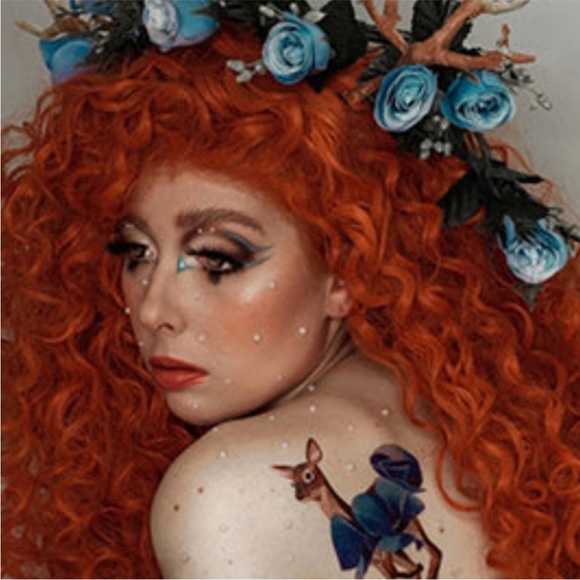 22” Red ORANGE KINKYCurly Lace Front Wig NEW